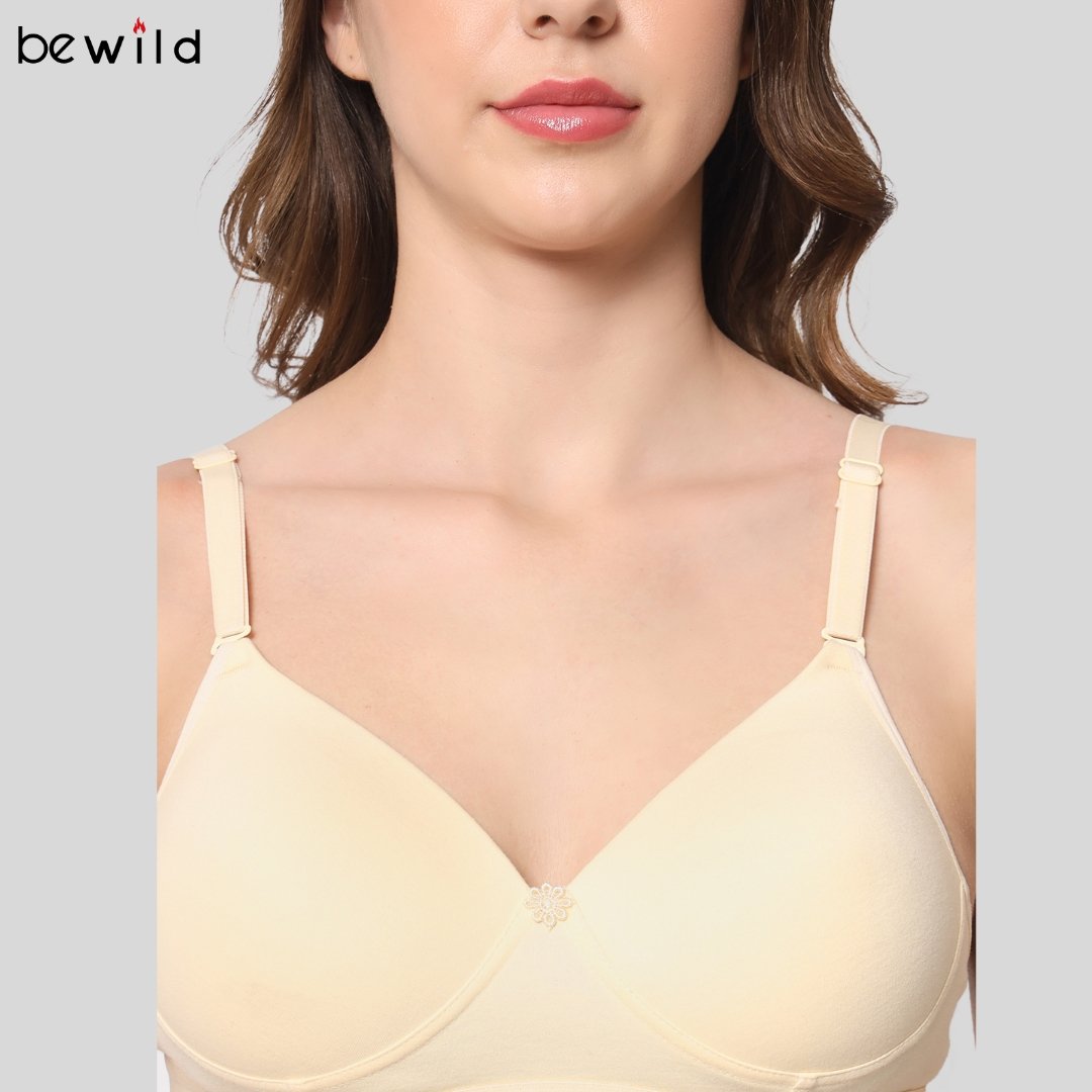 Buy BEWILD Backless Padded Cotton Classic Bra for Women Side